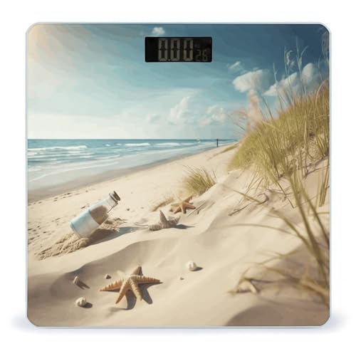 Báscula digital Beach Seaside vidrio templado para baño miniatura 1