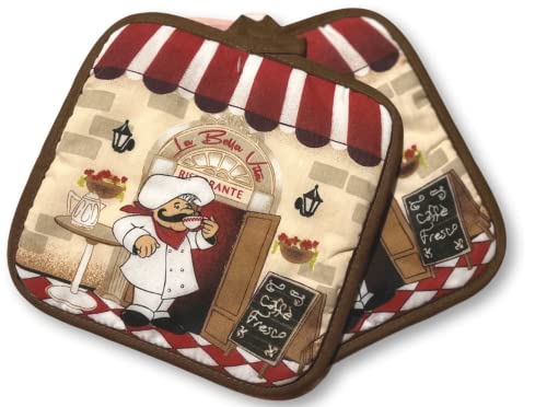 The Spotted Moose Colorful Chef Themed 5 Piece Kitchen Linen Bundle With 2 Dish Towels, 2 Potholders, And 1 Oven Mitt With Bonus Nylon Pan Scrapper(Chef) #TOP3