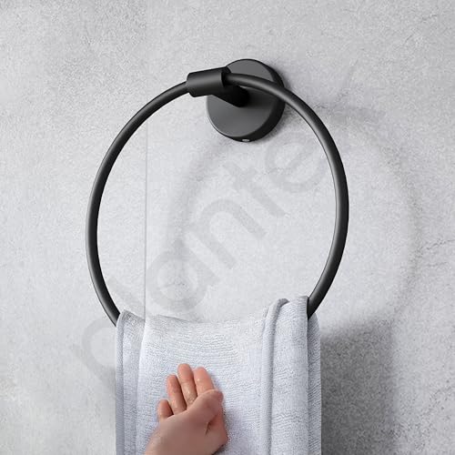 Image of Plantex Towel Ring for Bathroom /Stainless Steel Towel Holder /Round Napkin Ring /Towel Stand for Bathroom /Bathroom Accessories - Pack of 1 (Black)