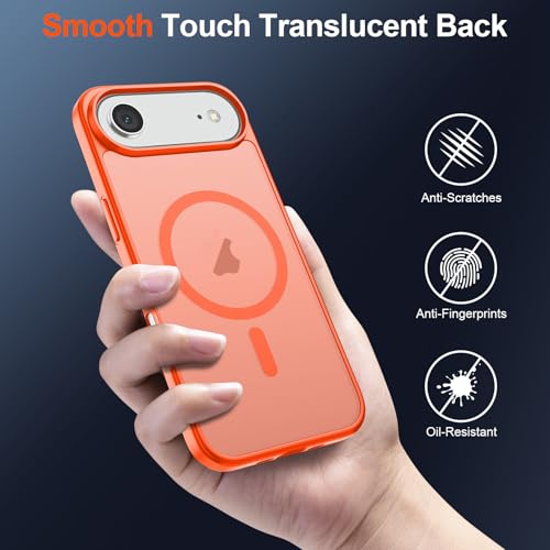 Image of SUPFINE Magnetic for iPhone Air Case (Compatible with MagSafe)(Military Grade Drop Protection) Slim Translucent Matte Shockproof with Anti-Fingerprint Phone Cover for 17 Air,Orange