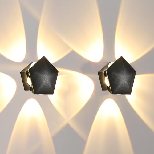 Image of Groeien Pack of 2 | 10W Pentagram Shape Waterproof LED Five Way Indoor Outdoor Exterior Wall Light (Warm White,ABS Plastic) (2)