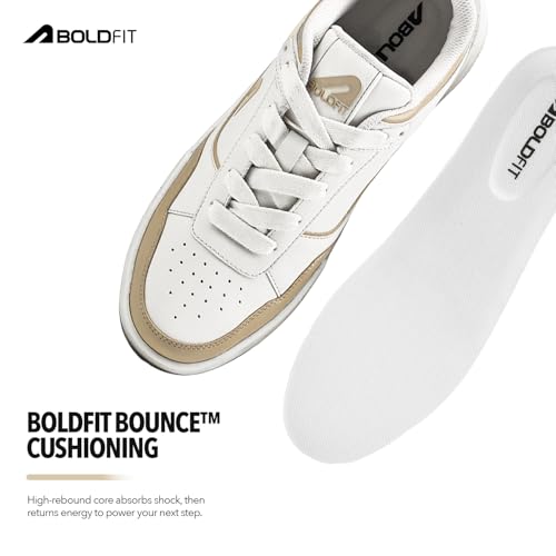 Image of Boldfit Sneakers for Women Comfortable Air Faux Leather Shoes for Woman, Lace-Up Casual Girls Shoe, Lightweight Sneaker Shoes for Woman DripWave