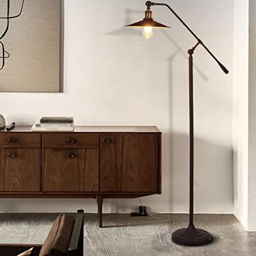 Lámpara de pie moderna industrial de hierro con brazo largo ajustable para salón 8