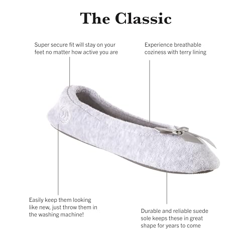 Isotoner Women's 2 Pack Mictroterry Ballerina Slipper with a Satin Bow2
