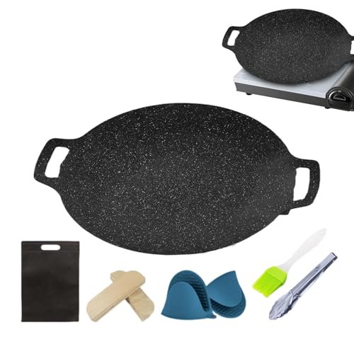 SVCEQZE Sartén de barbacoa coreana - Sartén redonda antiadherente para fuego abierto | Accesorios de cocina portátiles multifuncionales para camping, cocina, jardín, picnic, fiesta de barbacoa