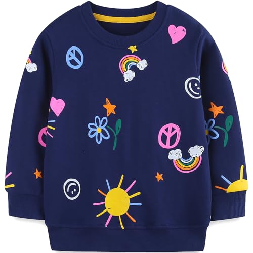 Sweatshirt Kinder Mädchen Regenbogen Einhorn Sweatshirt Pullover Sport Grau Rosa Langarm Warm Baumwolle Top 98