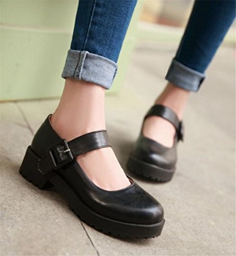 SATUKI Women's Girls Lolita Mid Heel Platform Wedges Students Uniform Dress Shoes2