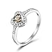 Bishilin Anillo Compromiso Oro Blanco 750, Diamante En Forma de Corazón Bandas de Anillo para Mujeres 0.22ct Diamante Aniversario de Bandas de Anillo de Compromiso Oro Blanco Talla: 13,5