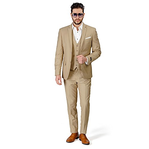 Slim Fit Men Suit Tan Beige 2 Button Notch Lapel AZAR 4030-103