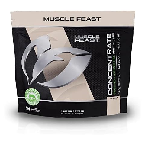Muscle Feast Grass-Fed Whey Protein Concentrate Powder, All Natural Hormone Free Pasture Raised, Vanilla, 5lb Cover