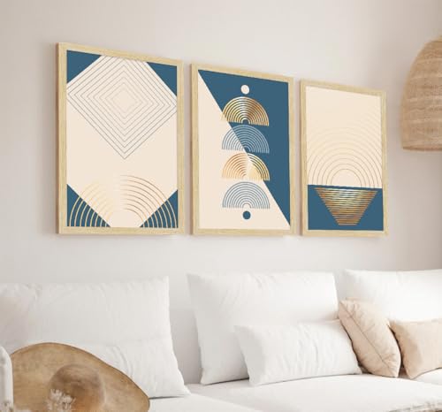 Image of ArtX Paper Bohemian Wall Painting For Living Room Decoration, Boho Framed Painting for Wall Decoration, Wall Decor For Bedroom, Multicolor, 12 x 18 inches, Set Of 3