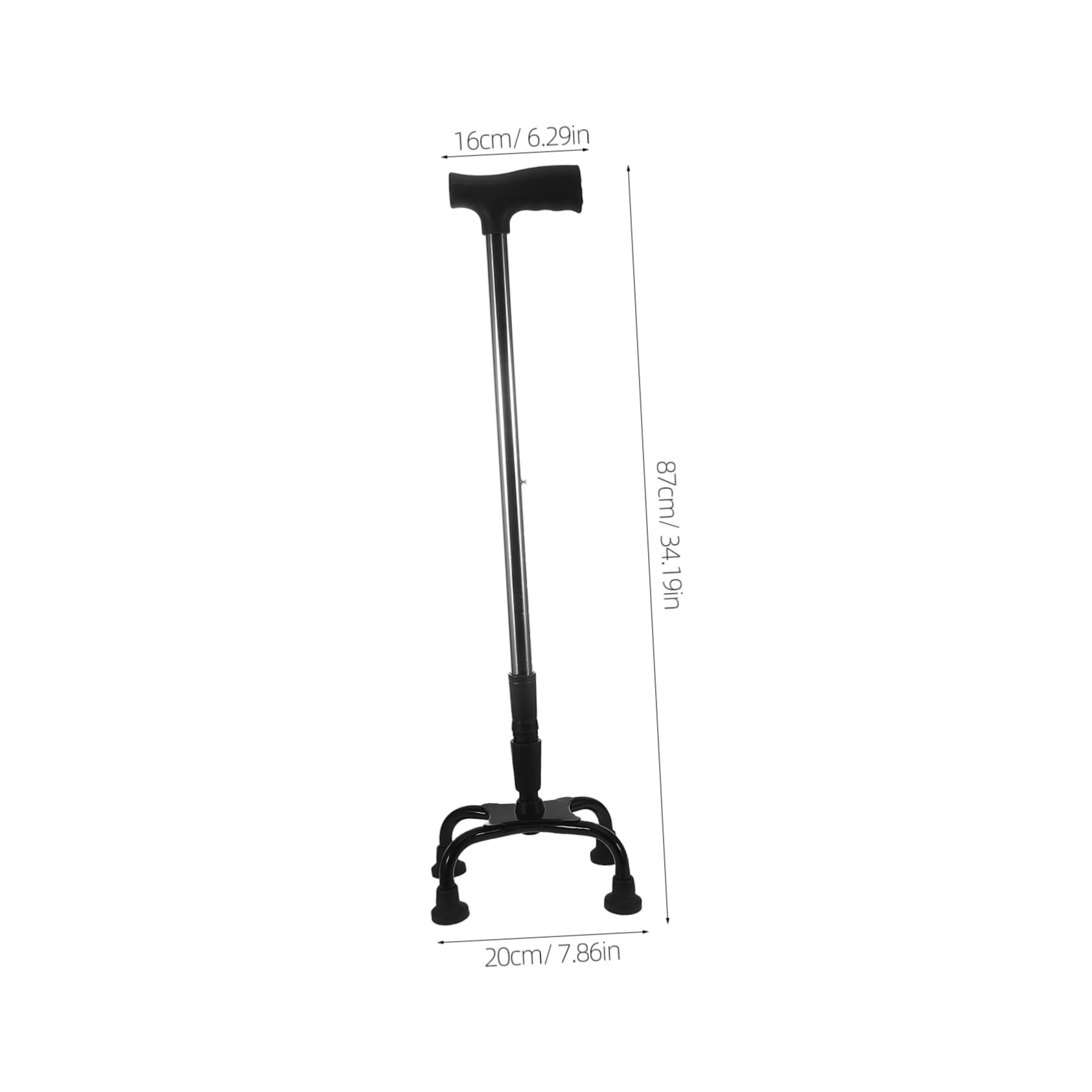 Bastón De Cuatro Patas Plegable para Personas Mayores, Acero Inoxidable, Mango Antideslizante, Soporte Estable, Ajustable Altura, Bastón Portátil Ligero para Viajes y Uso Diario