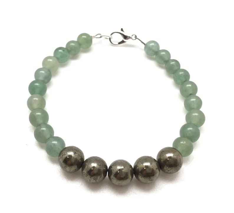 LKBEADS pyrite & green aventurine 6-8mm, 23 Pieces round shape smooth cut gemstone beads 7 inch stacking bracelet with 925 sterling silver - silver plated lock gemstone clasp bracelet - link chian bracelet for unisex (B0B36BVXMM) Amazon Price History, Amazon Price Tracker