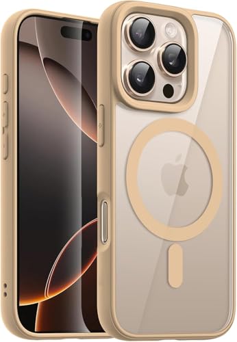 Image of DIZORO Compatible with iPhone 16 Pro Case, Compatible with MagSafe, Military-Grade Drop Protection Hard PC Back Cover Slim Transparent Anti-Scratch Shockproof Phone Case - Desert Titanium