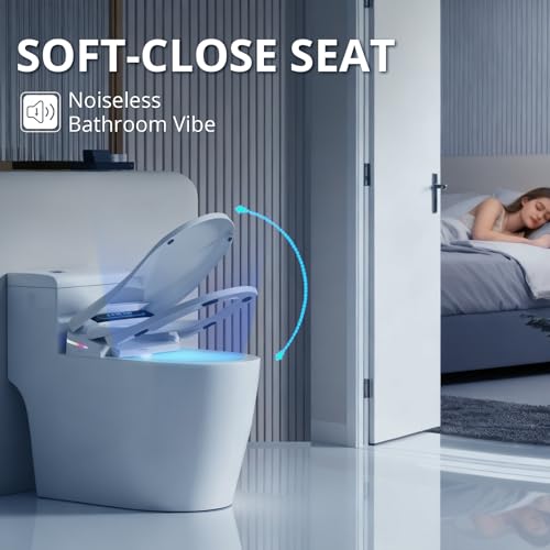 Image of Electric Heated Bidet Toilet Seat Elongated with Remote & Side Control Knob