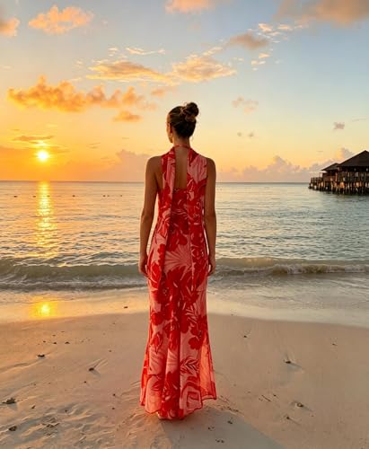 Image of Women Strapless Floral Dress with Sarf Mesh Tube Maxi Dress Summer Cocktail Wedding Guest