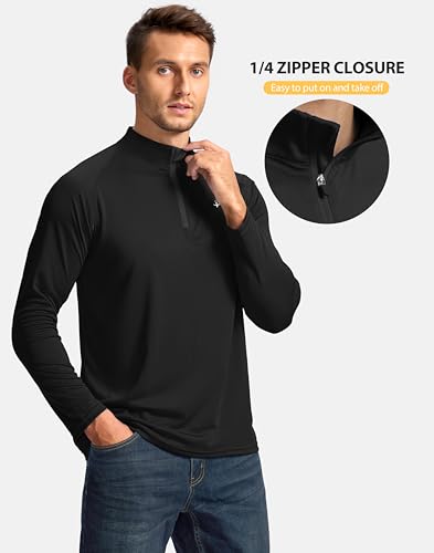 Pudolla Men's Long Sleeve Sun Shirts 1/4 Zip UV SPF UPF 50+ Rash Guard Fishing Running Hiking Outdoor Shirts4