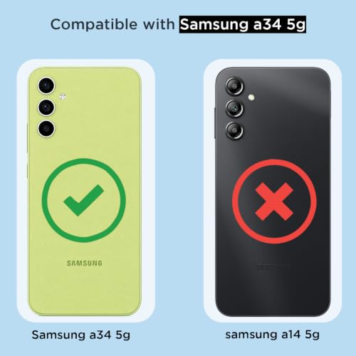 Image of Outlouders Back Cover for Samsung Galaxy A34 5G Clear Transparent PC + TPU Bumper Case with Raised Edges for Shockproof Protection (Transparent)