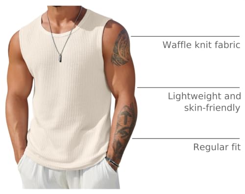 Image of COOFANDY Mens Casual Tank Tops 2 Pack Waffle Knit Sleeveless Shirt Breathable Tank Shirts Summer Muscle Tee