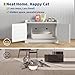 GarveeLife Cat Litter Box Enclosure Furniture, Hidden Litter Box Cabinet with Barn Door, Indoor Cat Washroom, Wooden Pet House, Dog Proof Hideaway Kitty Litter Box Enclosure, Modern End Table, White