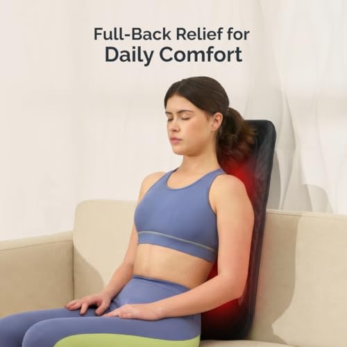 Image of Cult Deep Relief Full Back Massager with Moving Rollers, 3-Intensity Heat & 4 Modes | Shiatsu Deep Tissue Relief for Neck & Lumbar | Home & Car Adapters (Black)