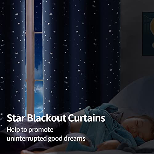 image for BGment Navy Star Blackout Curtains for Kid's Bedroom - Grommet Thermal