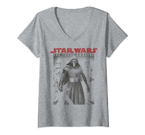 T-shirt Col V Star Wars pour femme avec motif Kylo Ren et Stormtroopers