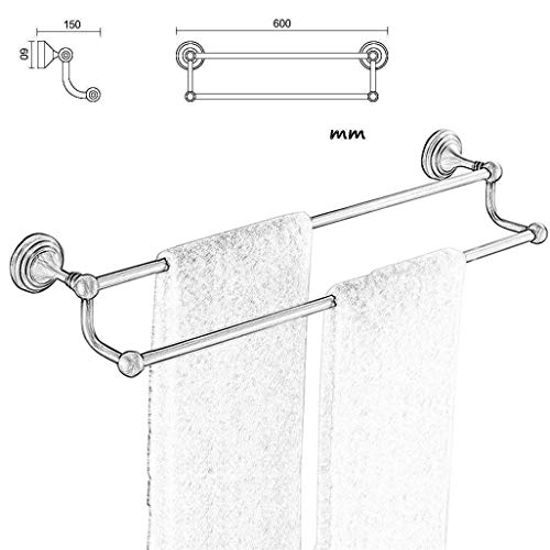Double porte-serviettes en laiton antique brossé de qualité supérieure - 3