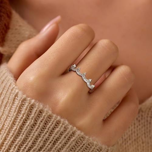 SUYACS Princess Crown Rings for Women 14K Gold Plated Cubic Zirconia Crown Tiara Wedding Band Ring Stackable Queen Statement Ring Jewelry Birthday Wedding Gifts to Daughter Sister2