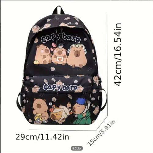 Cute Capybara Backpack with Chic Large Case and More Pins Ita Bag Kawaii Cartoon Large Capacity Mochila De Gift (Brown)4