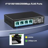 VIMIN 6-Port 2.5G Unmanaged Network Switch, 4X 2.5Gbase-T Ports, 2X 10G SFP+ Port, 60Gbps Switching-Kapazität, IEEE802.3, Metallgehäuse, lüfterlos, geeignet für 2.5Gbps NAS, Wireless AP & PC – Ansicht 5