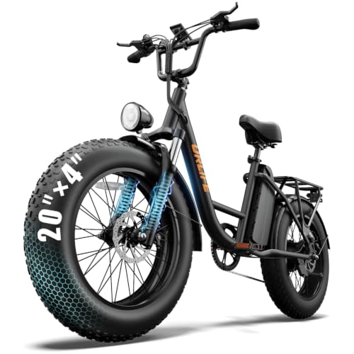 URLIFE 20' x 4.0 E Bike für Erwachsene, Fatbike mit 48V 15,6Ah Abnehmbarem Akku, 110 km Reichweite E-Bike Herren mit Farbigem LCD-Display, 7 Gängen, Elektrisches Mountainbike für Erwachsene