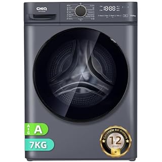CHiQ CW07123863AX Lavatrice incasso - 7KG, Classe A, Motore BLDC 1200 RPM, Vapore e Lavaggio rapido, 15 Programmi, Design compatto (60x46,5x84cm) - Grigio moderno