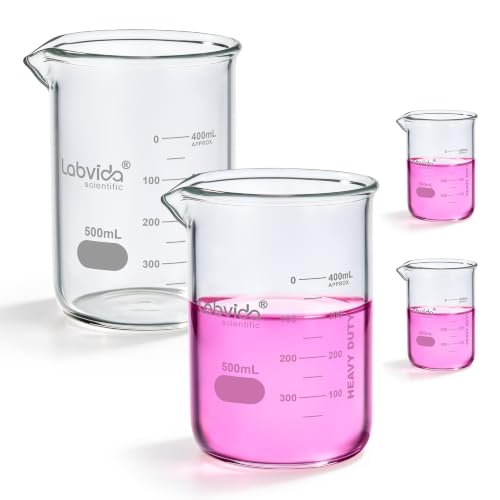 Labvida LVA012 4-Pack 500ml Thick Glass Beakers