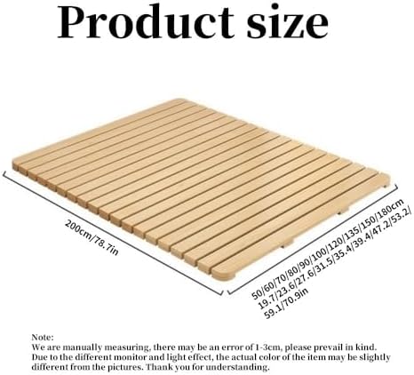 Foldable Solid Wood Floor Bed Frame, Roll-Type Slatted Futon Frame for Bedrooms, 78.7" x 59.1" Mattress Support, Space-Saving Design, Easy Assembly