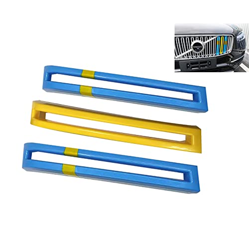 Image of SANRILY Multicolor Grille Decoration Insert Trims Compatible with Volvo 2nd Gen XC90 Pre-LCI 2015-2019 Front Grill Cover (Blue /Yellow /Light-Blue)