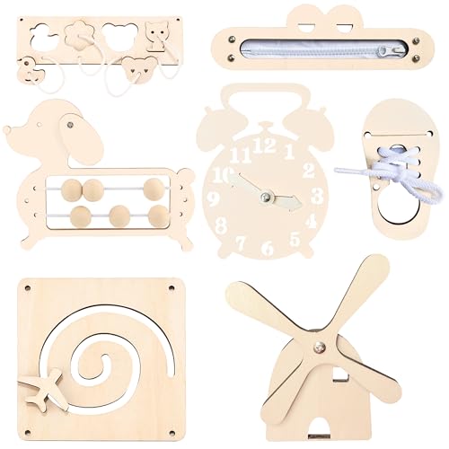 7er Montessori Toy Busy Board Accessories aus Holz - Montessori Activity...