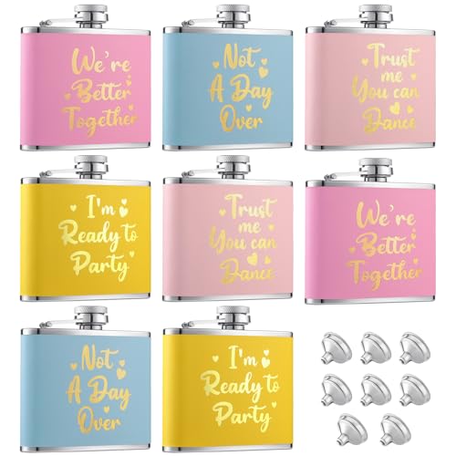 Irenare 8 Pcs Liquor Flasks for Women Girls Weekend Trip