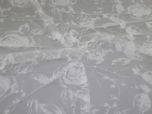 Nicola Glitter Tulle Net Tela Marfil - por metro