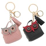 KAJNBN Llavero con Monedero de Búho, Billeteras Pequeñas de Pu y Metal, Organizador Portátil de 2 Piezas Adecuado para Viajes y Bolsos