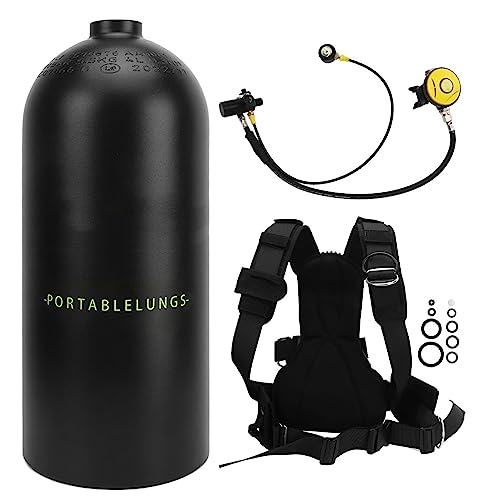 SPYMINNPOO Diving Gear, 3L 30?50 Minutes Aviation Aluminum Oxygen Cylinder for Diver (Black)