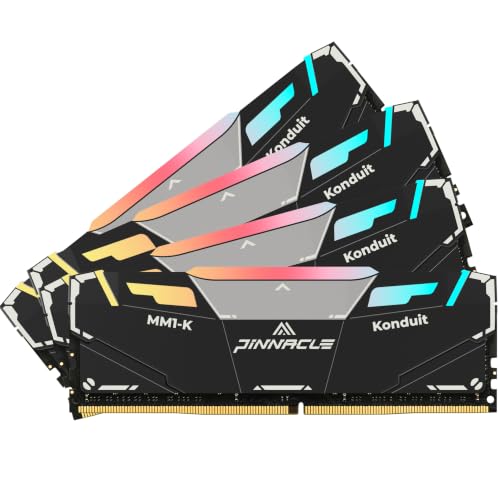 Image of Timetec Pinnacle Konduit RGB 64GB KIT(4x16GB) DDR4 3200MHz PC4-25600 CL16-18-18-38 XMP2.0 Overclocking 1.35V Dual Rank Compatible for AMD and Intel Desktop Gaming PC Memory Module - Black