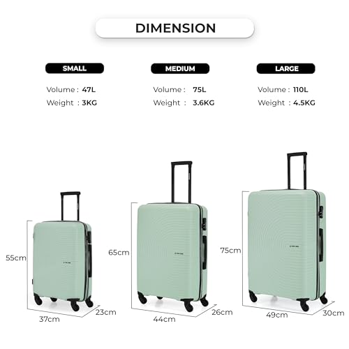 Image of Stony Brook by Nasher Miles Crescent Hard-Sided Polypropylene Cabin Luggage Pastel Green 20 Inch 55Cm Spinner Trolley Bag