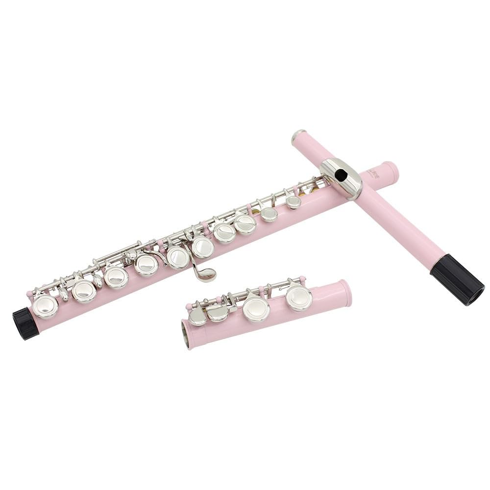 Flauta rosa de 16 orificios en C, cuerpo de tubo de cobre blanco, orificio de sonido técnico de dibujo en frío, multicolor opcional, adecuado for principiantes, caja de almacenamiento de cuero y juego