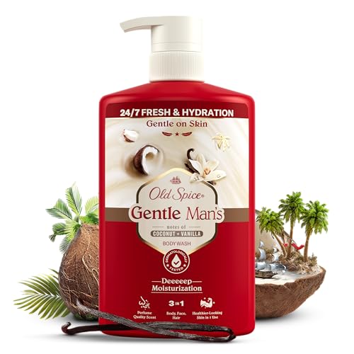 Old Spice Gentle Mans Coconut + Vanilla 3-in-1 Shower Gel & Shampoo for Men 800 ml Body Hair Face Cleansing 24/7 Freshness & Hydration Gentle on Skin Fragrance Quality Fresh with Daily Use