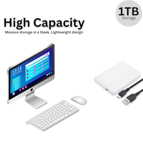 Image of AYKAIT 1TB /1000GB Portable Hard Disk Drive, USB 2.0, High Speed Transfer Rate Rate Compatible with PC, Mac, Window, Linux, Laptop, and Desktop PC, PS4 and Xbox,