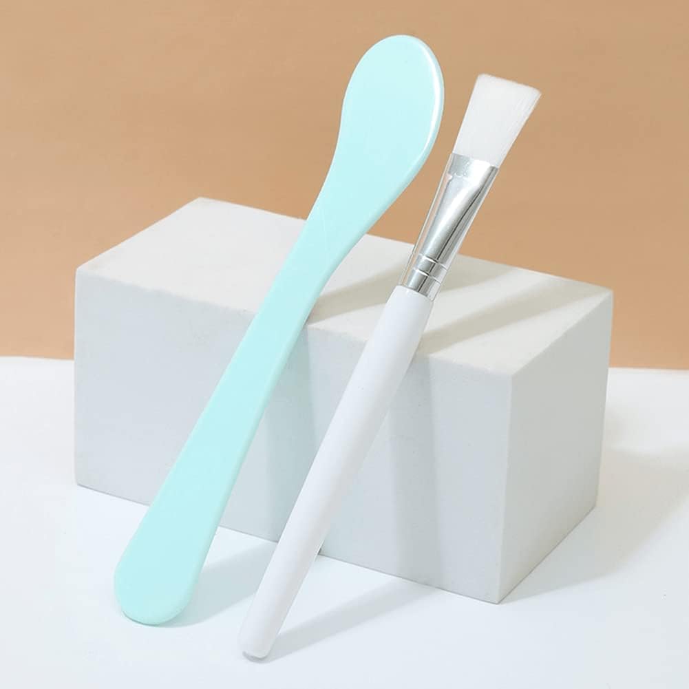 2pcs Mask Spoon And Makeup Brush Set Plastic Ladies Cosmetic DIY Facial Mask Brush Stick Mini Cosmetic Spatula Facial Cream Mask Spoon Small Makeup Scoop And Brush For Mixing And Sampling-image-48