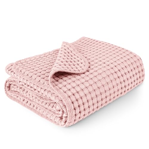 Image of Konssy Waffle Baby Blanket - Soft & Cozy Nursery Swaddle Blanket, Lightweight Toddler Throw for Boys & Girls, Ideal for Wrapping(Pink)