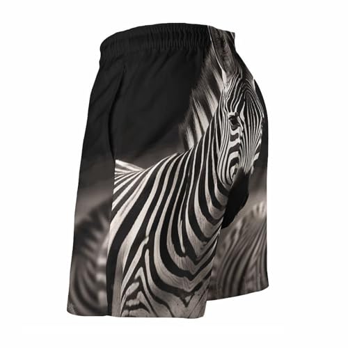Mens Shorts Wild Animals Zebra Men Swim Trunks Quick-Dry Beach Shorts with Drawstring Pocket Bathing Suit4