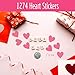 1274 PCS Pink Heart Shaped Stickers, Self-Adhesive Color-Code Stickers Love Decorative Labels Use for Valentine's Day, Holiday, Gifts, Wedding, Anniversary, Award Charts (1